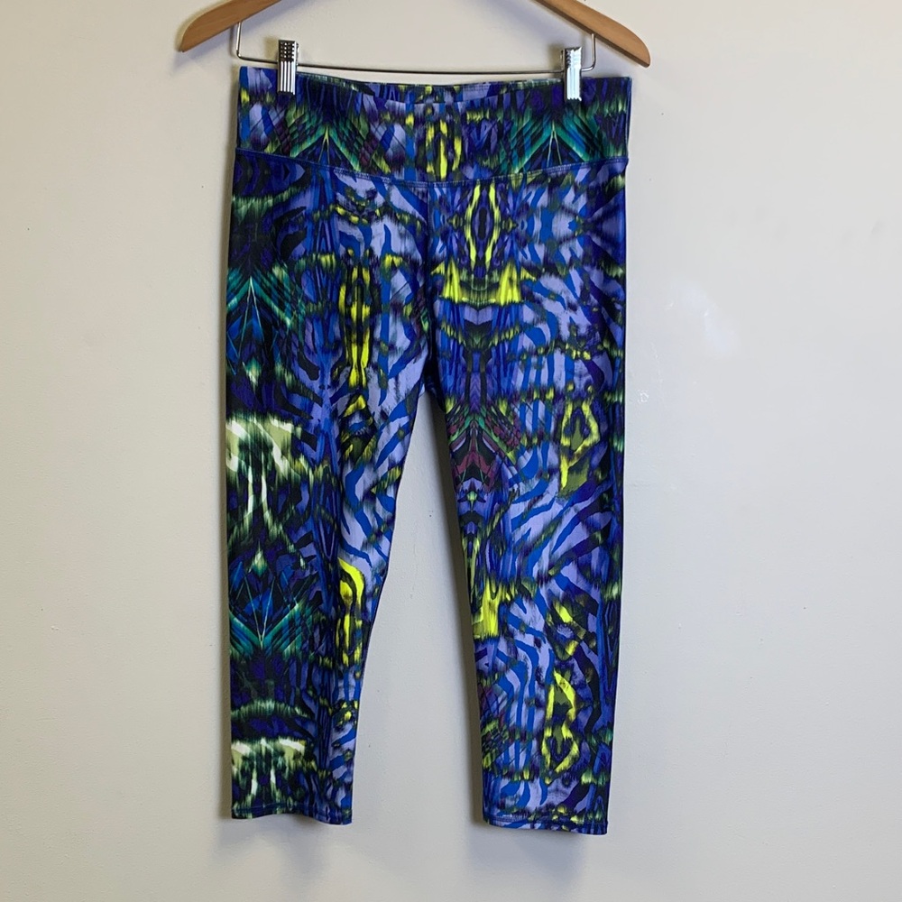 Fabletics Blue and Yellow Patterned Leggings - image 1